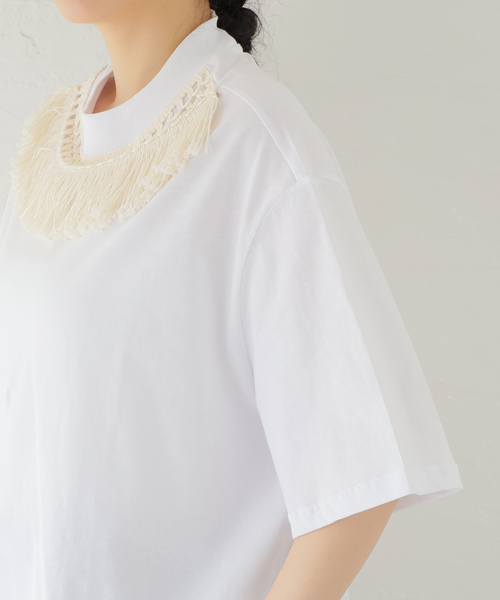 TELA（テラ）の「【TELA/テラ】フリンジTシャツ（Tシャツ/カットソー・レディース・ホワイト・SMALL）」の8枚目の写真