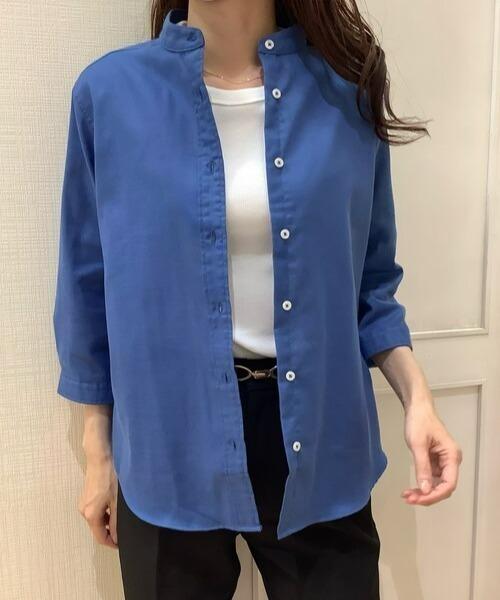 Pitta Re:)（ピッタリ）の「【Pitta Re:)】ふわっとガーゼシャツ 七分袖 綿100% レディースカジュアルシャツ（シャツ/ブラウス・レディース・ダークブルー・S/M/L/LL）」の5枚目の写真