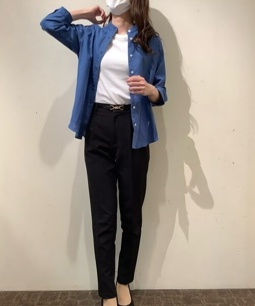 Pitta Re:)（ピッタリ）の「【Pitta Re:)】ふわっとガーゼシャツ 七分袖 綿100% レディースカジュアルシャツ（シャツ/ブラウス・レディース・ダークブルー・S/M/L/LL）」の9枚目の写真