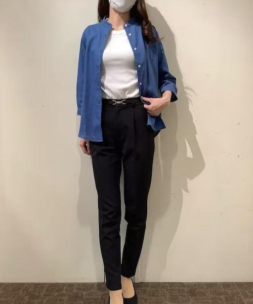 Pitta Re:)（ピッタリ）の「【Pitta Re:)】ふわっとガーゼシャツ 七分袖 綿100% レディースカジュアルシャツ（シャツ/ブラウス・レディース・ダークブルー・S/M/L/LL）」の8枚目の写真