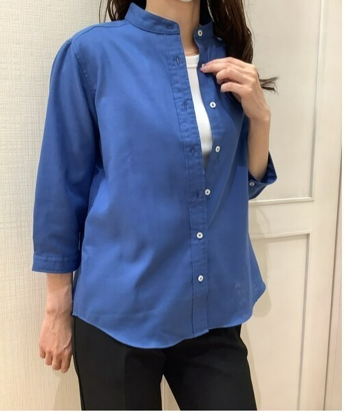 Pitta Re:)（ピッタリ）の「【Pitta Re:)】ふわっとガーゼシャツ 七分袖 綿100% レディースカジュアルシャツ（シャツ/ブラウス・レディース・ダークブルー・S/M/L/LL）」の6枚目の写真