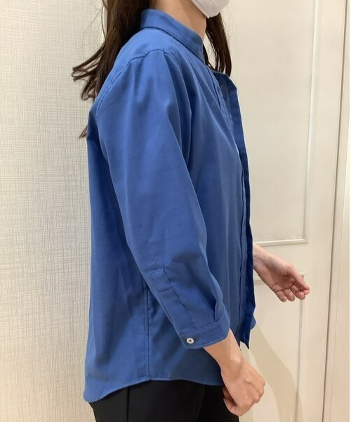 Pitta Re:)（ピッタリ）の「【Pitta Re:)】ふわっとガーゼシャツ 七分袖 綿100% レディースカジュアルシャツ（シャツ/ブラウス・レディース・ダークブルー・S/M/L/LL）」の7枚目の写真