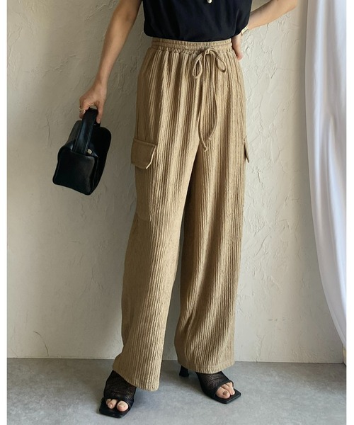 She's Closet(シーズクローゼット)の「ハイウエスト楊柳プリーツストレートワイドカーゴパンツ(その他パンツ・レディース・ブラック/グリーン/ベージュ・FREE)」の6枚目の写真