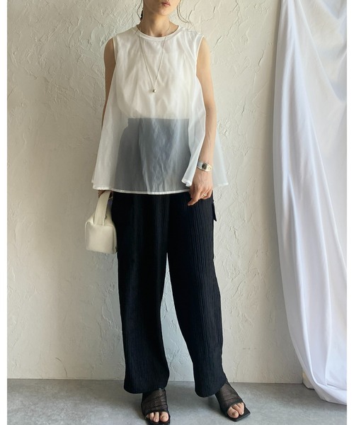 She's Closet(シーズクローゼット)の「ハイウエスト楊柳プリーツストレートワイドカーゴパンツ(その他パンツ・レディース・ブラック/グリーン/ベージュ・FREE)」の8枚目の写真