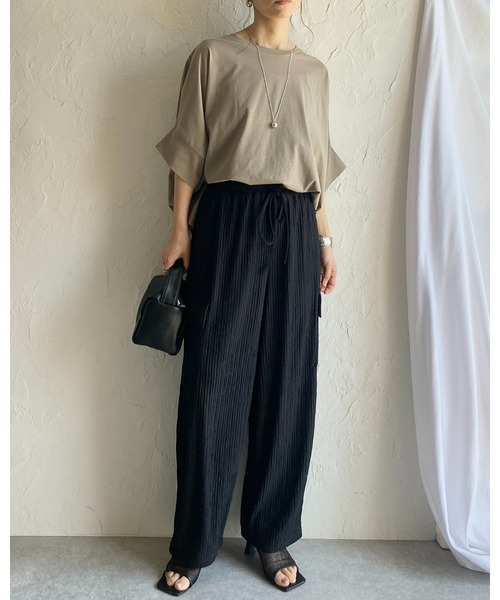 She's Closet(シーズクローゼット)の「ハイウエスト楊柳プリーツストレートワイドカーゴパンツ(その他パンツ・レディース・ブラック/グリーン/ベージュ・FREE)」の16枚目の写真