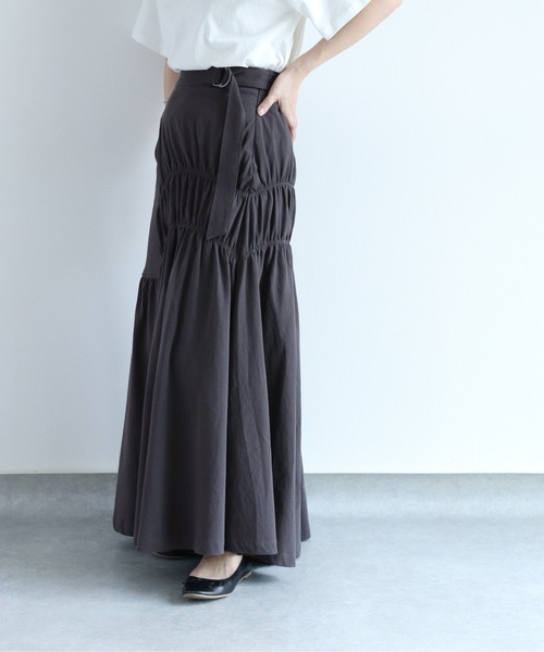 cepo（セポ）の「アシメトリーシャーリング チノスカート（スカート・レディース・チャコール/ベージュ・M）」の2枚目の写真