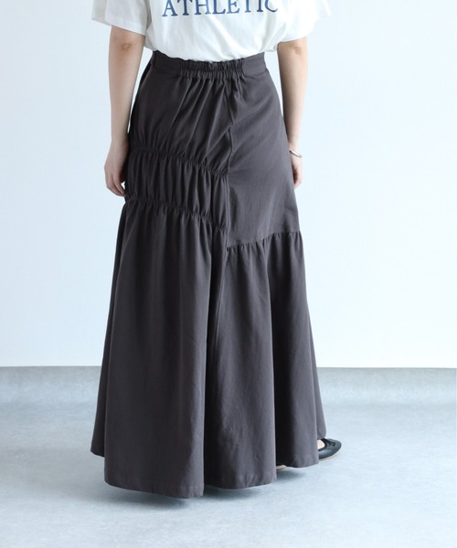 cepo（セポ）の「アシメトリーシャーリング チノスカート（スカート・レディース・チャコール/ベージュ・M）」の6枚目の写真