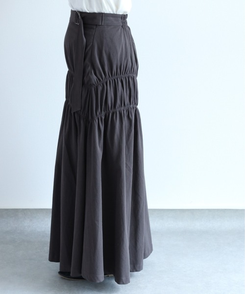 cepo（セポ）の「アシメトリーシャーリング チノスカート（スカート・レディース・チャコール/ベージュ・M）」の3枚目の写真