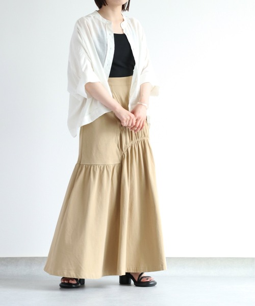 cepo（セポ）の「アシメトリーシャーリング チノスカート（スカート・レディース・チャコール/ベージュ・M）」の9枚目の写真