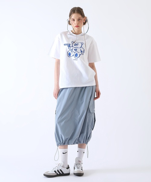 BadBlue（バッドブルー）の「【BadBlue 】BadBear Tee White（Tシャツ/カットソー・レディース・ホワイト×ブルー・S1）」の4枚目の写真