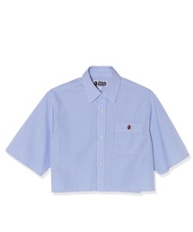 APE HEAD ONE POINT STRIPE CROPPED S/S SHIRT L