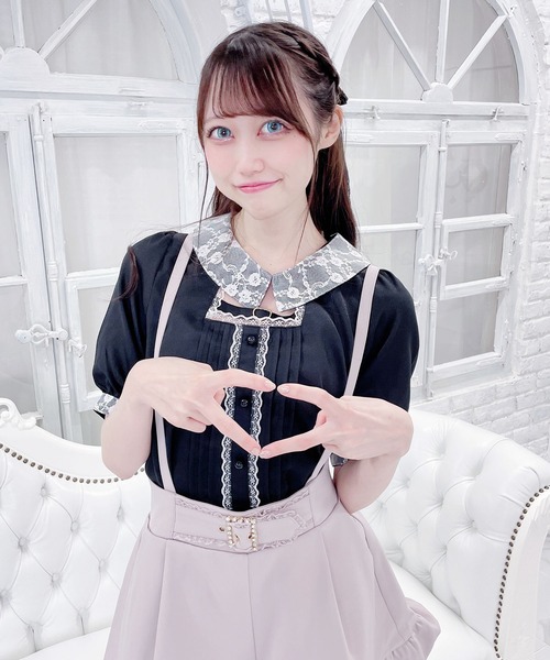 MA*RS（アメーバーマーズ）の「ハートバックルスクエアブラウス（シャツ/ブラウス・レディース・ホワイト/ピンク/ブラック・FREE）」の3枚目の写真