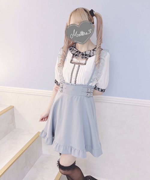 MA*RS（アメーバーマーズ）の「ハートバックルスクエアブラウス（シャツ/ブラウス・レディース・ホワイト/ピンク/ブラック・FREE）」の6枚目の写真