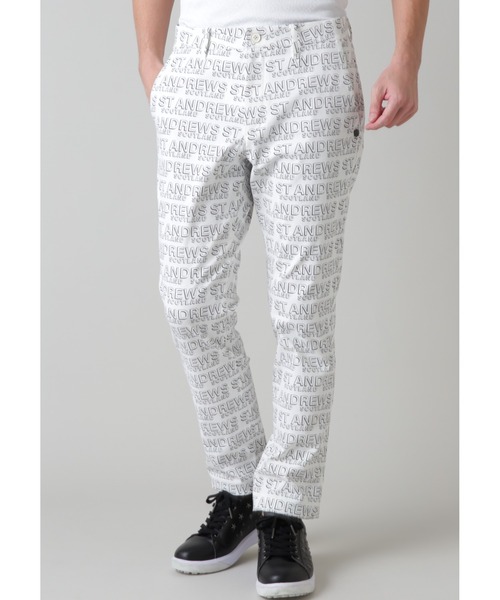 【未使用】定価2.3万円St ANDREWS デジタルロゴプリント ロングパンツ St ANDREWS】デジタルロゴプリント ハイストレッチパンツ (MENS