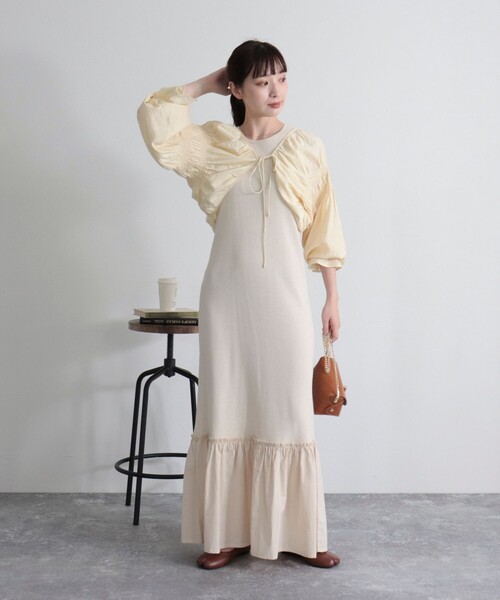 fredy emue（フレディエミュ）の「シャーリングボレロ（シャツ/ブラウス・レディース・アイボリー/ブラック/オレンジ・38）」の6枚目の写真