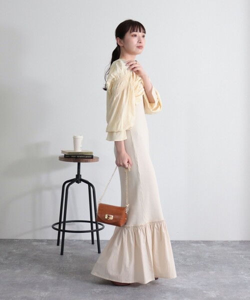 fredy emue（フレディエミュ）の「シャーリングボレロ（シャツ/ブラウス・レディース・アイボリー/ブラック/オレンジ・38）」の7枚目の写真