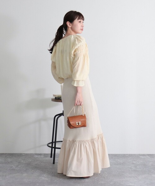 fredy emue（フレディエミュ）の「シャーリングボレロ（シャツ/ブラウス・レディース・アイボリー/ブラック/オレンジ・38）」の8枚目の写真