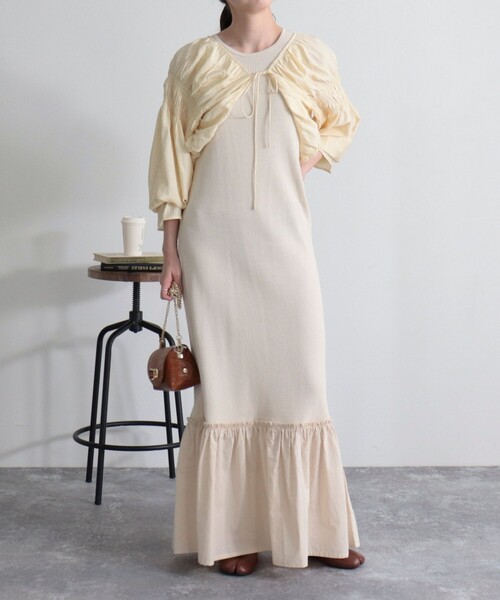 fredy emue（フレディエミュ）の「シャーリングボレロ（シャツ/ブラウス・レディース・アイボリー/ブラック/オレンジ・38）」の9枚目の写真