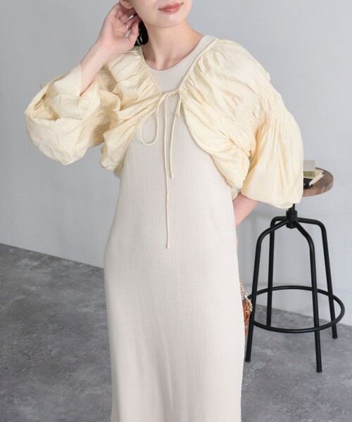 fredy emue（フレディエミュ）の「シャーリングボレロ（シャツ/ブラウス・レディース・アイボリー/ブラック/オレンジ・38）」の11枚目の写真