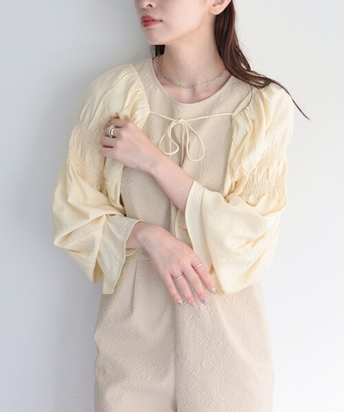 fredy emue（フレディエミュ）の「シャーリングボレロ（シャツ/ブラウス・レディース・アイボリー/ブラック/オレンジ・38）」の18枚目の写真