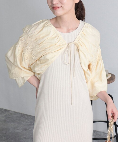 fredy emue（フレディエミュ）の「シャーリングボレロ（シャツ/ブラウス・レディース・アイボリー/ブラック/オレンジ・38）」の19枚目の写真