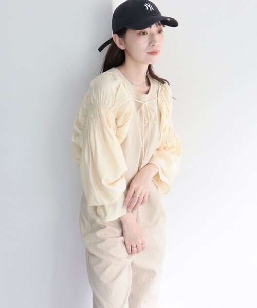 fredy emue（フレディエミュ）の「シャーリングボレロ（シャツ/ブラウス・レディース・アイボリー/ブラック/オレンジ・38）」の20枚目の写真