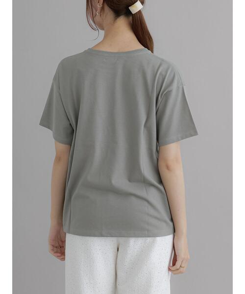 Te chichi（テチチ）の「フロッキーロゴTシャツ（Tシャツ/カットソー・レディース・カーキ/ベージュ/ブラウン・F）」の7枚目の写真