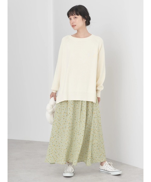 earth music&ecology(アースミュージックアンドエコロジー)の「キンモクセイ柄フレアスカート(スカート・レディース・ブラック/グリーン・FREE)」の6枚目の写真