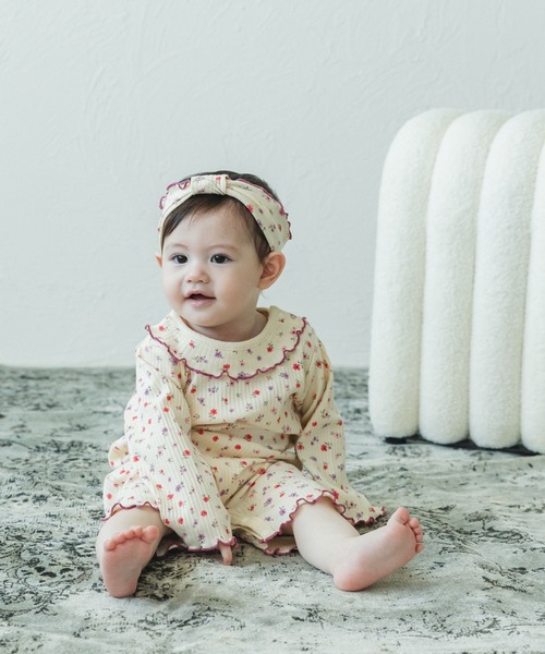 pairmanon(ペアマノン)の「【ベビー】リブ素材 無地 花柄 メローフリルロンパース(ロンパース・キッズ・モカ/ピンク/パープル/その他/ブルー系その他・80/70)」の7枚目の写真