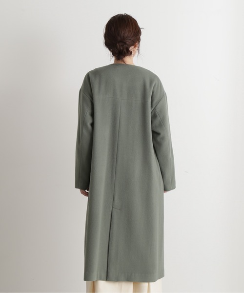 N.（N. Natural Beauty Basic）（エヌエヌナチュラルビューティーベーシック）の「【WEB限定】【S Size Line】◆ビーバーメルトンノーカラーコート（ノーカラーコート・レディース・キャメル/モスグリーン/ブラック/グレー・MEDIUM/SMALL）」の8枚目の写真