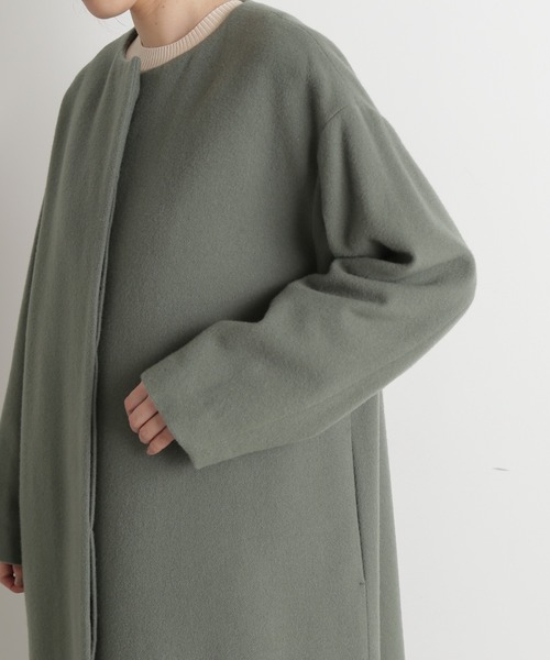 N.（N. Natural Beauty Basic）（エヌエヌナチュラルビューティーベーシック）の「【WEB限定】【S Size Line】◆ビーバーメルトンノーカラーコート（ノーカラーコート・レディース・キャメル/モスグリーン/ブラック/グレー・MEDIUM/SMALL）」の10枚目の写真