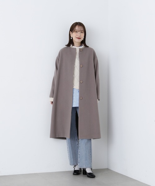 ノーカラーコート 【WEB限定】【S Size Line】◇ビーバーメルトンノー 
