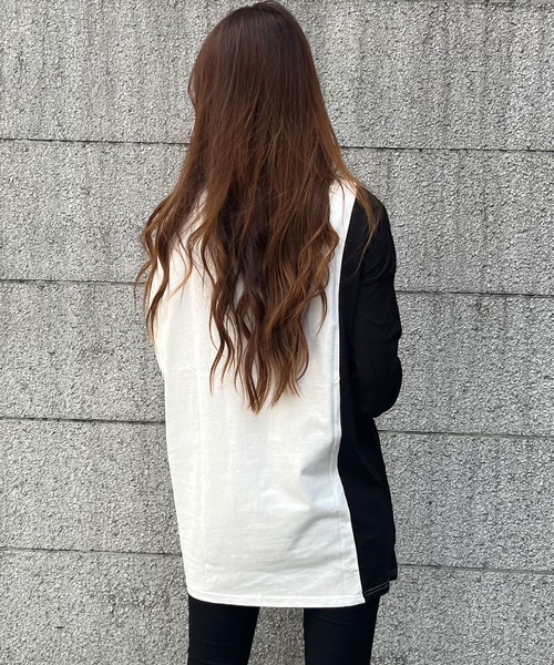 GLAMOROUS JANE(グラマラスジェーン)の「バイカラー袖ロゴプリントロンT(Tシャツ/カットソー・レディース・ブラック/オフホワイト・FREE)」の6枚目の写真