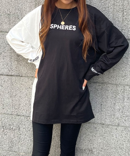 GLAMOROUS JANE(グラマラスジェーン)の「バイカラー袖ロゴプリントロンT(Tシャツ/カットソー・レディース・ブラック/オフホワイト・FREE)」の8枚目の写真