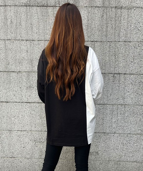 GLAMOROUS JANE(グラマラスジェーン)の「バイカラー袖ロゴプリントロンT(Tシャツ/カットソー・レディース・ブラック/オフホワイト・FREE)」の9枚目の写真