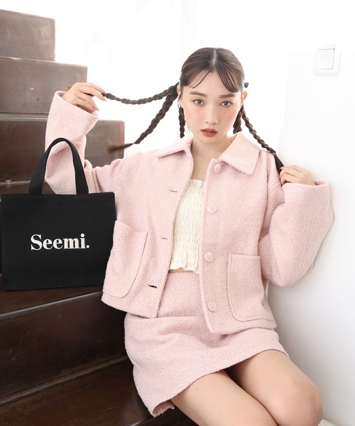 one after another NICE CLAUP（ワンアフターアナザーナイスクラップ）の「ブークレ台形スカート/セットアップアイテムあり（スカート・レディース・ミント/アイボリー/ピンク・FREE）」の9枚目の写真