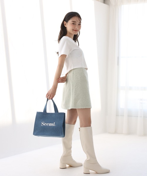 one after another NICE CLAUP（ワンアフターアナザーナイスクラップ）の「ブークレ台形スカート/セットアップアイテムあり（スカート・レディース・ミント/アイボリー/ピンク・FREE）」の17枚目の写真