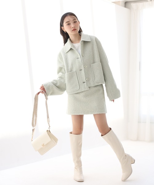 one after another NICE CLAUP（ワンアフターアナザーナイスクラップ）の「ブークレ台形スカート/セットアップアイテムあり（スカート・レディース・ミント/アイボリー/ピンク・FREE）」の14枚目の写真