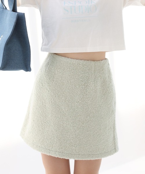 one after another NICE CLAUP（ワンアフターアナザーナイスクラップ）の「ブークレ台形スカート/セットアップアイテムあり（スカート・レディース・ミント/アイボリー/ピンク・FREE）」の18枚目の写真