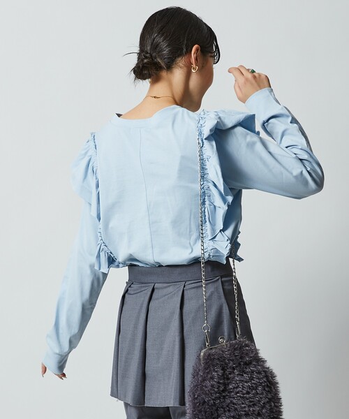 Firsthand（ファーストハンド）の「Firsthand/ファーストハンド オーガニックコットン天竺フリルトップス / ロングスリーブTシャツ（Tシャツ/カットソー・レディース・ベージュ/サックスブルー/ブラック/ホワイト・FREE）」の11枚目の写真