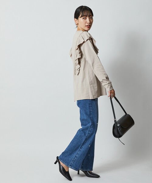 Firsthand（ファーストハンド）の「Firsthand/ファーストハンド オーガニックコットン天竺フリルトップス / ロングスリーブTシャツ（Tシャツ/カットソー・レディース・ベージュ/サックスブルー/ブラック/ホワイト・FREE）」の17枚目の写真