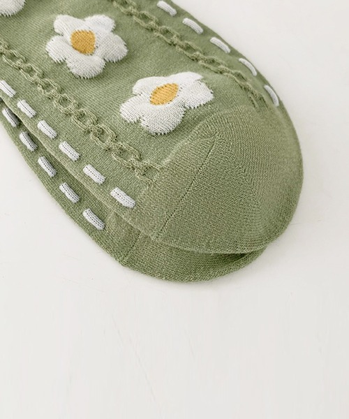 aimoha（アイモハ）の「ボタニカル柄靴下（ソックス/靴下・レディース・ベージュ/ダークグリーン/ライトグリーン/グリーン/オフホワイト・FREE）」の6枚目の写真