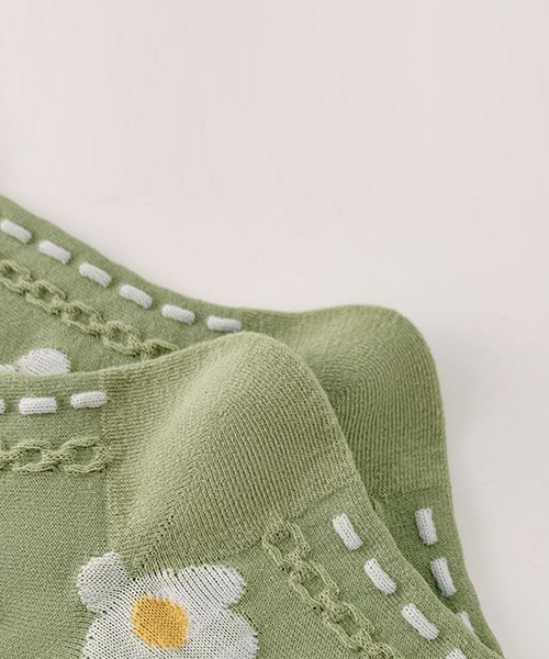 aimoha（アイモハ）の「ボタニカル柄靴下（ソックス/靴下・レディース・ベージュ/ダークグリーン/ライトグリーン/グリーン/オフホワイト・FREE）」の7枚目の写真