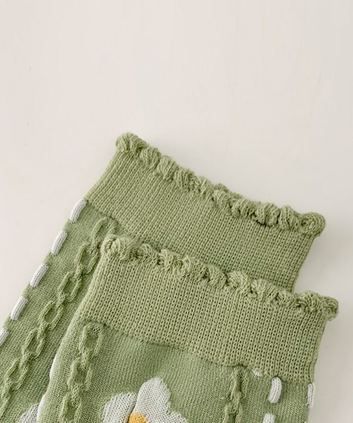 aimoha（アイモハ）の「ボタニカル柄靴下（ソックス/靴下・レディース・ベージュ/ダークグリーン/ライトグリーン/グリーン/オフホワイト・FREE）」の8枚目の写真