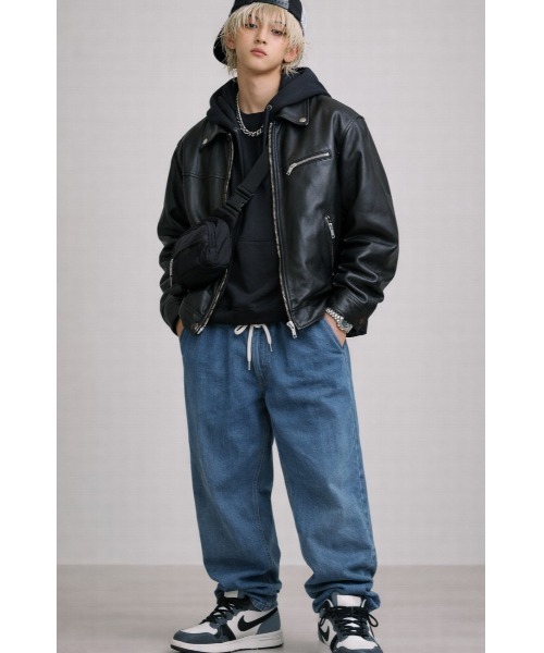 Sakka(サッカ)の「デニムイージーワイドパンツ(デニムパンツ・メンズ・ライトブルー/ブラック/ブルー・LARGE/MEDIUM/XX-LARGE/X-LARGE/SMALL)」の10枚目の写真