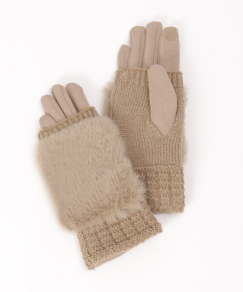 ikka（イッカ）の「３ＷＡＹファー＆ニットグローブ（手袋・レディース・ブラック/ダークグレー/ブラウン/ベージュ・FREE）」の16枚目の写真