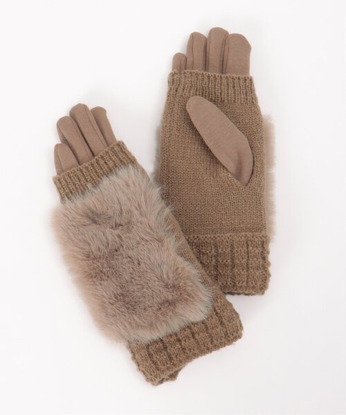 ikka（イッカ）の「３ＷＡＹファー＆ニットグローブ（手袋・レディース・ブラック/ダークグレー/ブラウン/ベージュ・FREE）」の17枚目の写真