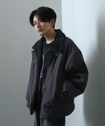 NILWAY | 裏ボアウールライクスタンドカラージャケット / ビッグシルエット 裏ボア バルーンスリーブ コート ジャケット(ブルゾン)