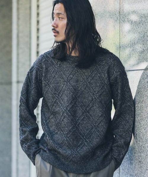 URBAN RESEARCH Sonny Label(アーバンリサーチサニーレーベル)の「ウールライクダイヤパターンニットプルオーバー(ニット/セーター・メンズ・ブラック/ライトグレー/ブラウン/オレンジ/ブルー・LARGE/MEDIUM)」の19枚目の写真