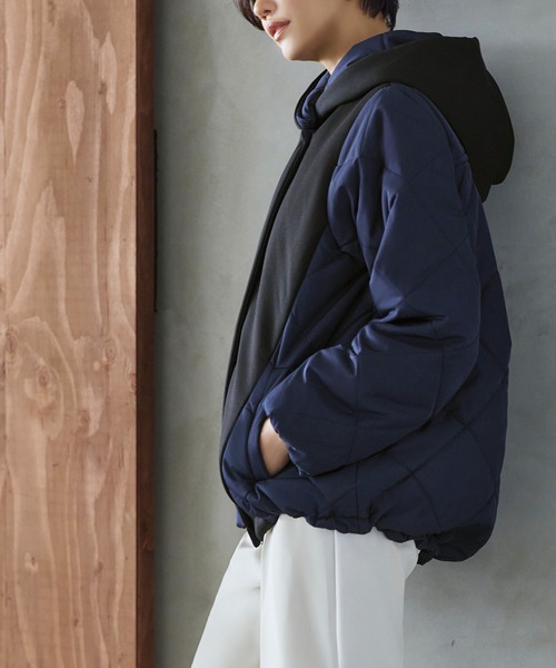 セール】ダンボールニット×ライトサーモキルティングジャケット